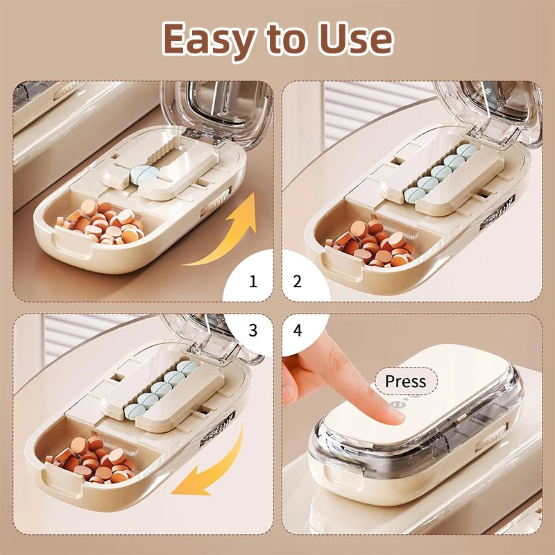 Tablet Divider Tablet Cutter with Storage Compartment for Small and Large Tablets Multiple Pill Cutters for Travel & Pets Daily