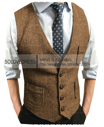 Men's Suit Vest V Neck Notched Lapel Slim Fit Leisure | SAMAG