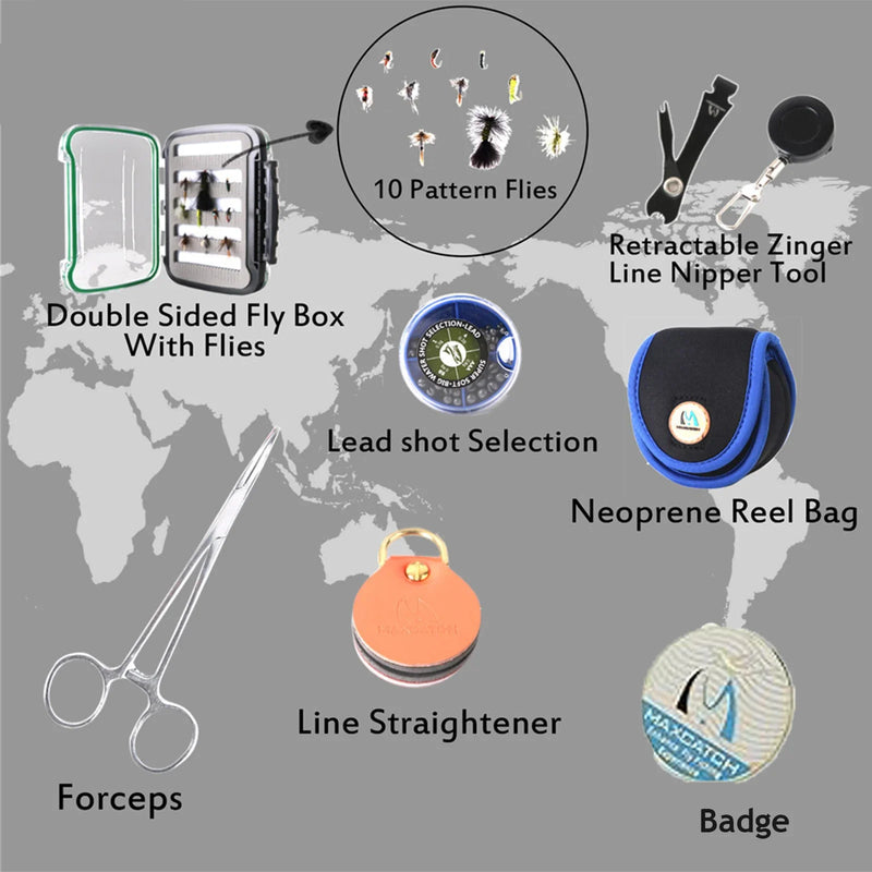 Maxcatch V-Switch Fly Fishing Rod Kit 4-8WT 10/11FT Moderate Fast Action Rod Reel Line Combo Switchable Fighting Butt Travel Kit