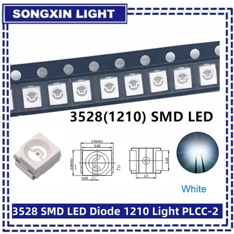 100pcs/lot 3528 1210 Diode SMD LED Diodes Kit Green RED WARM White ICE Blue Yellow Pink Purple-UV Orange rgb PLCC-2 High Quality