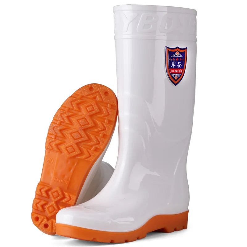 White Work Boots Waterproof Slip Resistant High And Medium Tube Food Hygiene Boots Rubber Shoes for Men Rain Boots