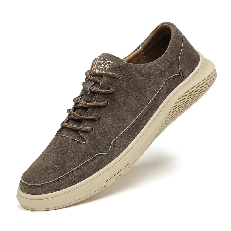 2025 New Genuine Leather Board Shoes Italian Casual Leather Lace Up Outdoor Comfy Jogging Shoes Flat Designer Office Oxford Shoe