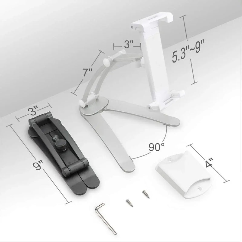 3-in-1 Heavy Duty Tablet Holder for iPad Mount Wall/Cabinet/Desktop with Adjustable Aluminum Arm for 7-13 inch Tablets & Phones