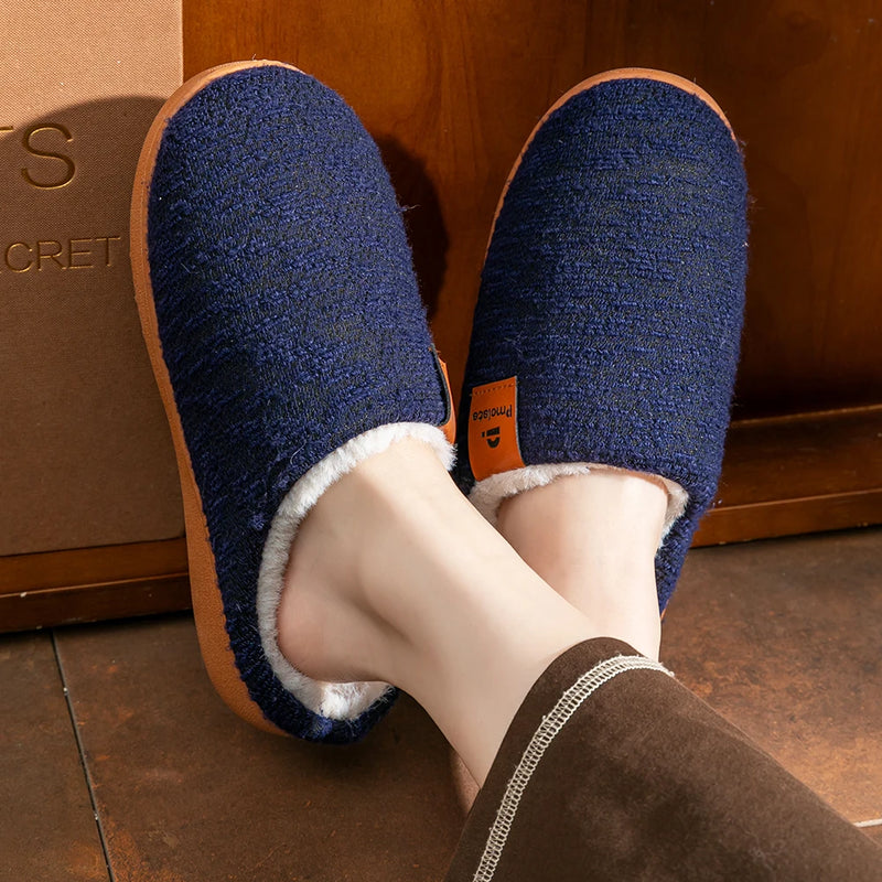Winter Women's Slippers TPR Sole anti Slip Soft Knit Home Shoes Comfortable and Warm Indoor Casual Shoes