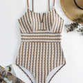 Striped One Piece Swimsuit Women Full Bust Push Up Tummy | SAMAG