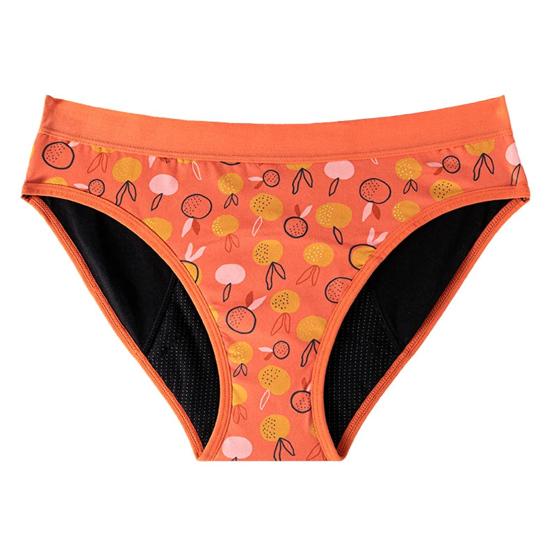 Teens Period Panties Printed Floral Fabric Girls Cotton Underwear 4-Layer Leakproof Heavy Flow Menstrual Panties Briefs