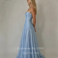 OIMG Sky Blue Sweetheart Neck A Line Prom Gowns Backless | SAMAG