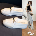 Women's 2026 New Solid Color Heightening Design Wedge Slippers Spring and Summer Metal Decorative Leisure Baotou Slippers