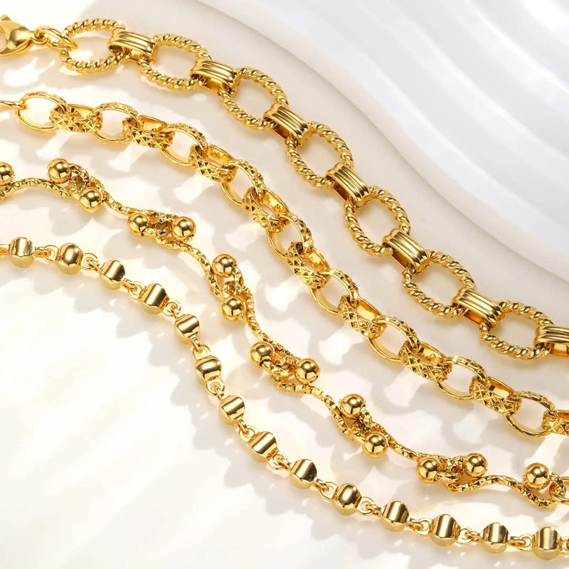 Minimalist Geometric Stainless Steel Bracelets 18K Gold Plated Thick Chunky Chain Bracelet for Women Waterproof Luxury Jewelry