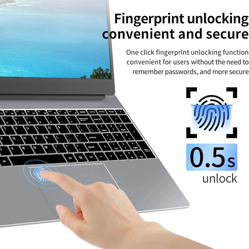 LENO 15.6" Ultra Slim Laptop 32GB 2TB Windows 11 Intel Core i9 9900 Gaming Computer PC Gamer office Fingerprint Unlock Notebook