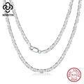Rinntin 925 Sterling Silver Italian 2.6/3.7/5.0mm Flat Mariner Chain Necklace for Women Men Fashion Neck Chain Jewelry SC78