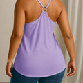 Plus Size Women's Striped Button-Front Tank Top Casual Sleeveless Summer Shirt Soft Breathable Fabric