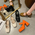 Lady Mary Jane Shoes 2024 New Square Toe Platform Women High Heels Big Size 35-44 Women's Chunky Heels Non-slip Pumps