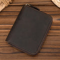 Men Crazy horse Genuine Leather Coin Wallet Real Leather Snap Short Purse Women Coin Pocket Zip Around Small Trifold Pocket
