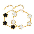 18K Gold Plated Floral Bracelets, Stainless Steel Charm Bracelet Non-Tarnish, Adjustable Lucky Chain Set Trendy Gift