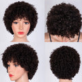 Sale Short Pixie Curly Bob Wig with Bangs Brazilian Human Hair Bouncy Curl Wig for Women Machine Made Wig Curly HumanHair Wigs