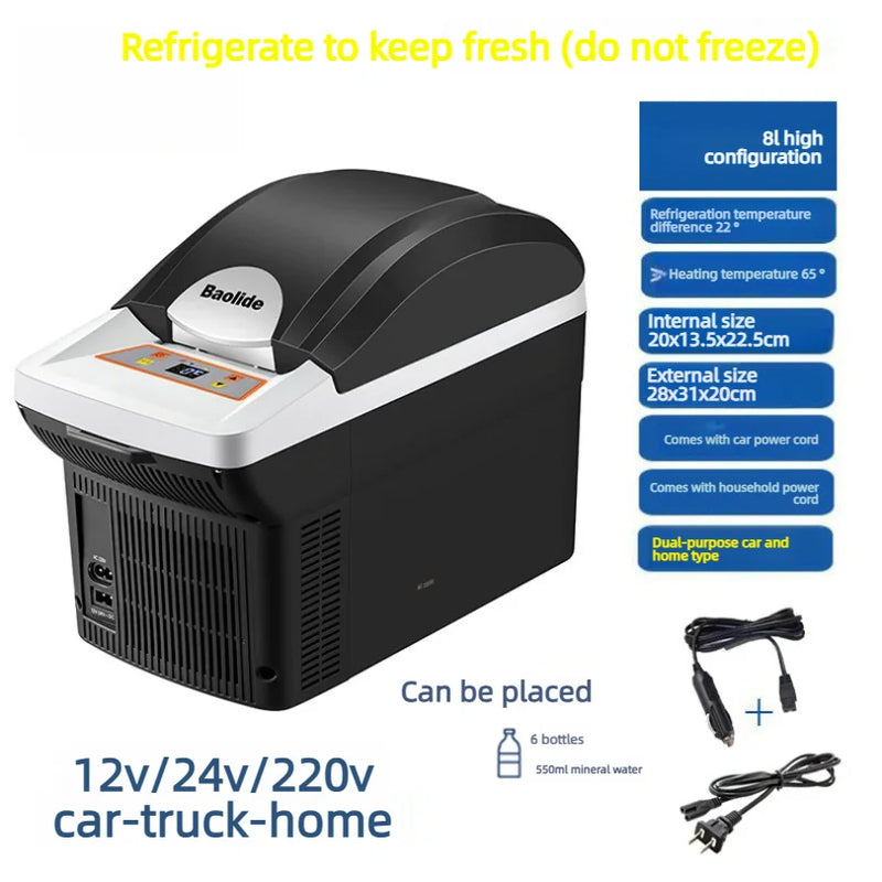 Car Refrigerator 8 Liters Dual-use For Home And Car, Cooling And Heating Box Mini Car Refrigerator