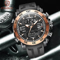FOXBOX Fashion Outdoor Electronics Watches Male Luxury Casual Waterproof Luminous Alarm Auto Date Dual Digital Display Man Watch