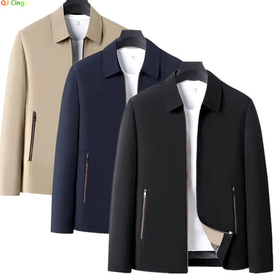 Men's Black Long-sleeve Jacket with A Turn-down Collar | SAMAG