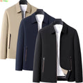 2026 Men's Black Long-sleeve Jacket with A Turn-down Collar, Suitable for Business/casual/executive Wear, Blue and Khaki Coat.