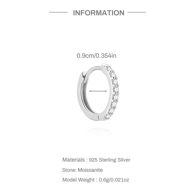 BOAKO Classic Moissanite 925 Sterling Silver 6/7/8/9mm Earrings For Women Circle Jewelery Piercing Party - Visuel 10 | SAMAG