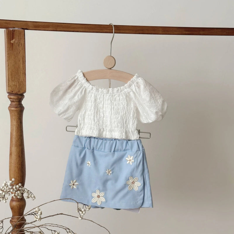 6M -3Y Baby Clothes Outfits Summer New Korean Style Short sleeve + Flower Embroidery Shorts Sets Toddler Costume Cute Girls Suit