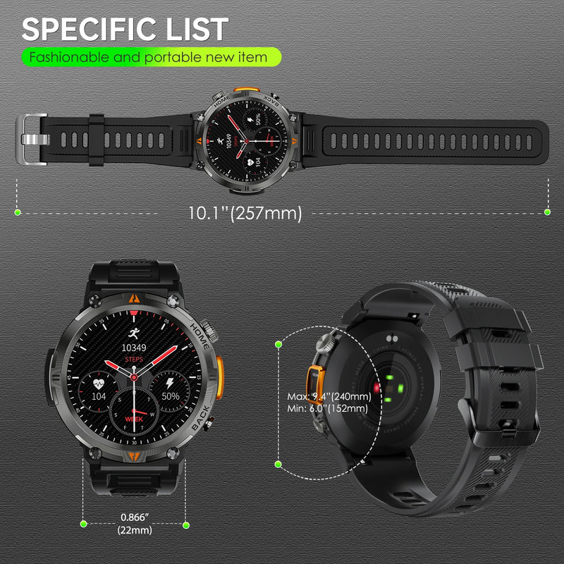 EIGIIS KE3 2025 New Bluetooth Call Smartwatch for Men Full Touch Screen with Health Monitor Heart Rate Flashlight Smart Watch