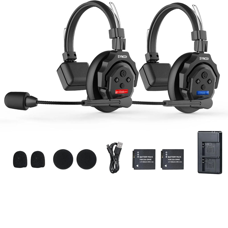 SYNCO XTALK X2 X5 2.4G Wireless Intercom Headset System 2-Person 350M 1148FT 24H Working Time Noise Reduction for Video Shooting