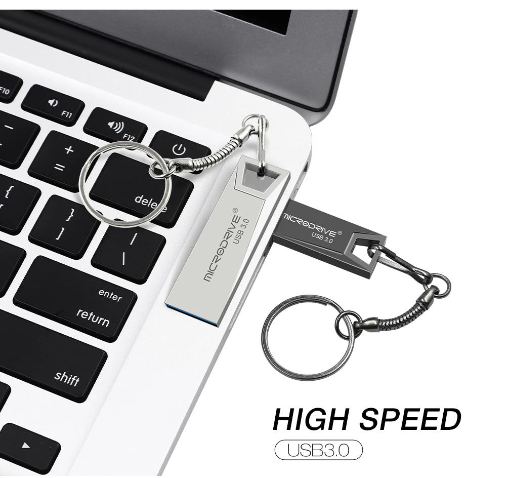 High Speed USB 3.0 Mini Metal Flash Drive 16GB 32GB 64GB 128GB Pendrive Waterproof usb drive Pen memory Sticks with key Chain