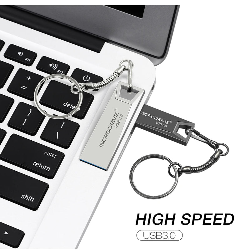 High Speed USB 3.0 Mini Metal Flash Drive 16GB 32GB 64GB 128GB Pendrive Waterproof usb drive Pen memory Sticks with key Chain