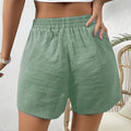 Solid Color Elastic Waist Shorts with Fake Drawstring - View 4 | SAMAG