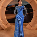 Elegant Olive Green Evening Dress Long Sleeve Sparkling | SAMAG