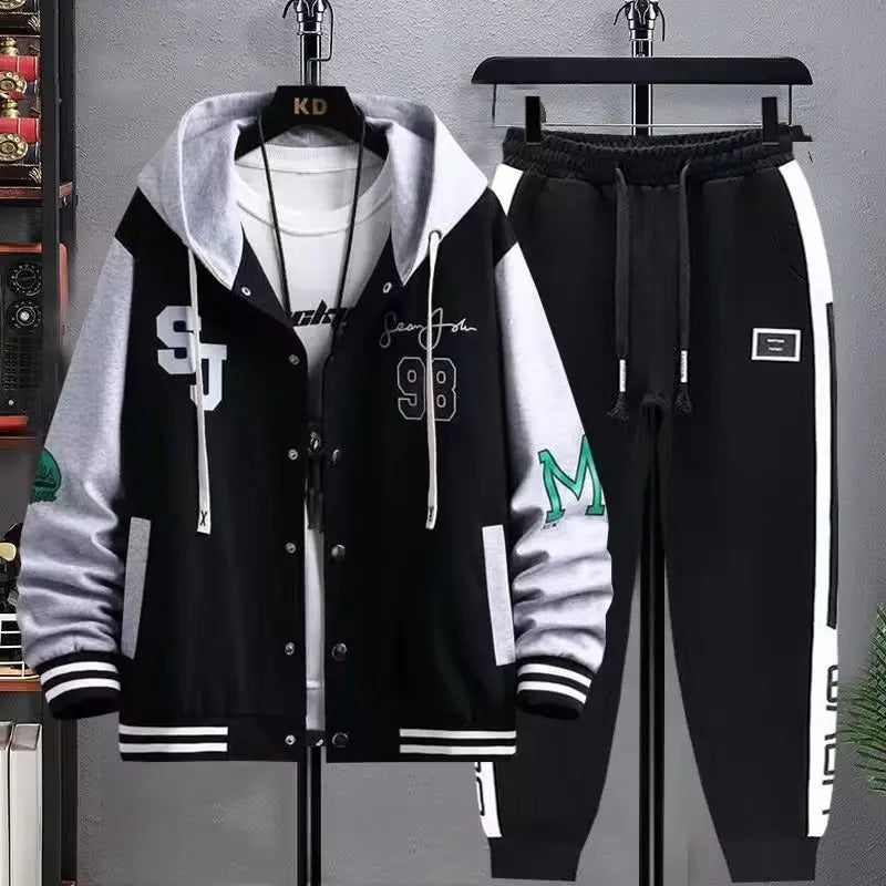 Men's Hooded Tracksuit Set Hoodie Jogger Pants 2 Piece Fashion Sports Wear Korean Popular Clothes Plus Size - View 6 | SAMAG