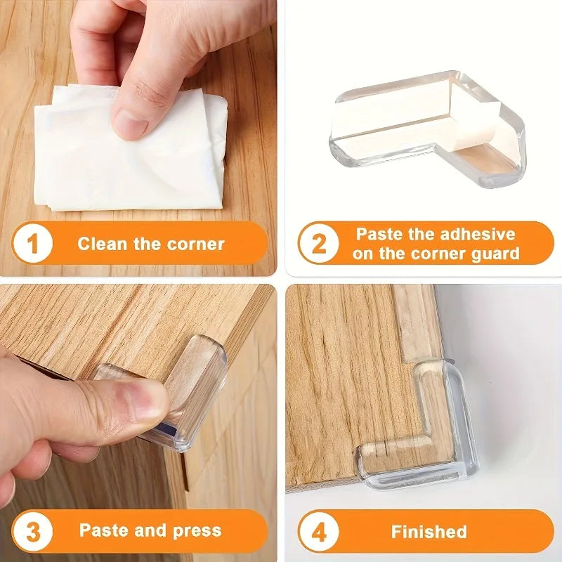Transparent anti-collision corner protector and anti-collision adhesive silicone protective cover for windows