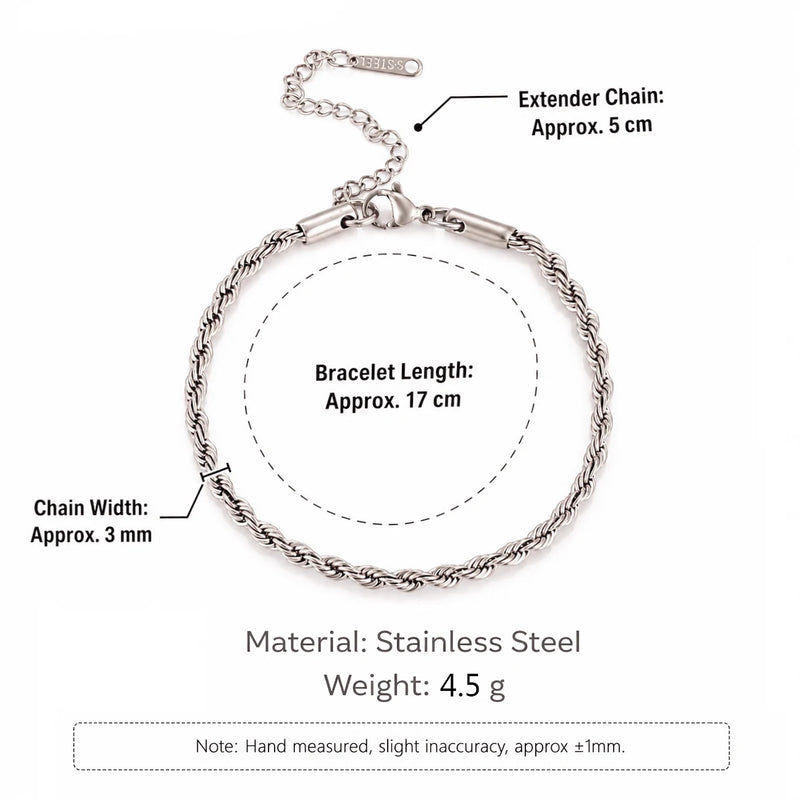5Pcs Minimalist Chain Bracelets Women Stainless Steel Twist/Paperclip/Cuban Adjustable Stack Jewelry - Visuel 23 | SAMAG