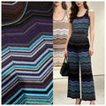 Bohemian Striped Knitted Pants Set for Women 2026 Summer New Color-Block Camisole Short Top+Slim Fit Straight Pants 2-Piece Set