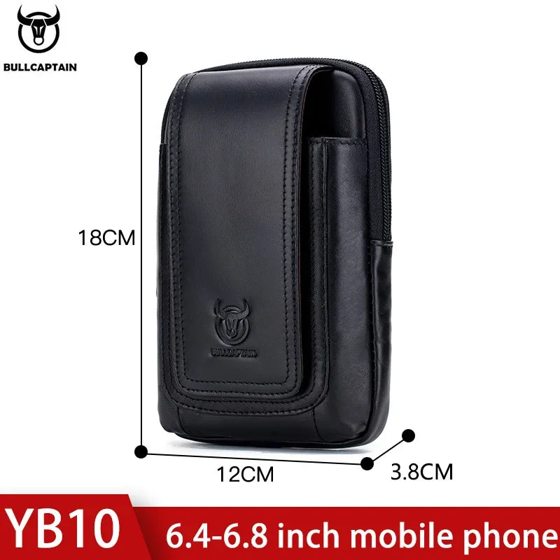 BULLCAPTAIN  MEN'S Leather BELT WAIST Bag Military Fanny PACK Molle Small Money Phone WAIST PACK Bum Pouch PURSE