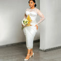 Exquisite Short Wedding Dress O - Neck Lace and Pearl - View 2 | SAMAG