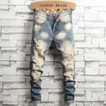 Distressed Ripped Jeans Men's Retro Blue Fashion Slim | SAMAG
