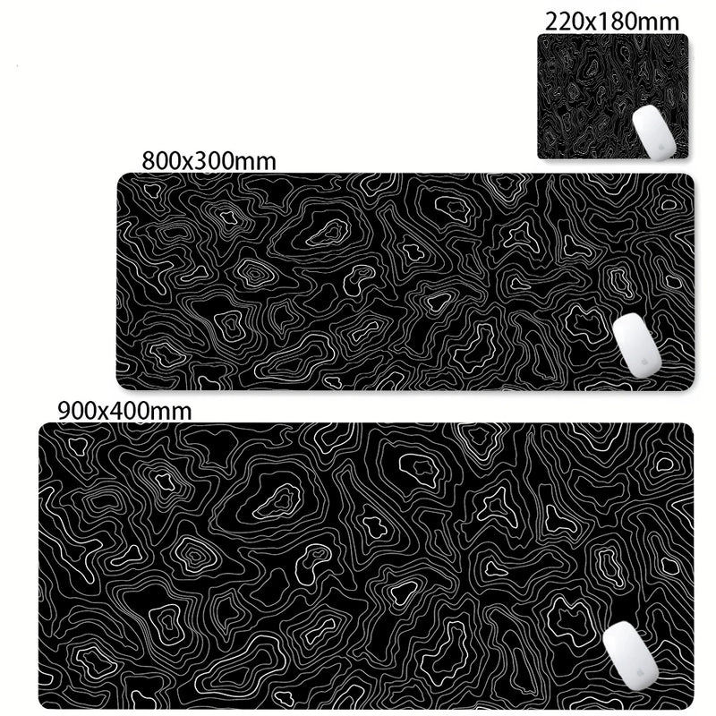XXL Desk Mat Black And White Strata Liquid Mousepad Large Abstract Mouse Pad Gaming Deskmat With Lockedge Office Non-slip Carpet