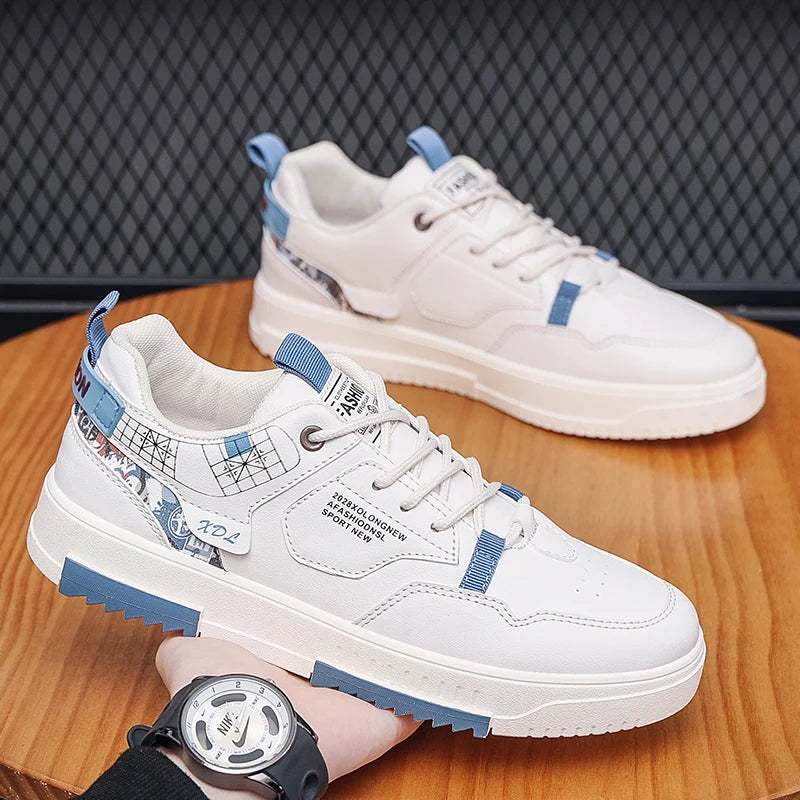 Men's Fashion Street Skateboarding Shoes Good Gripping Casual Sports Shoes Lace-Up Breathable Lightweight Walking Shoes