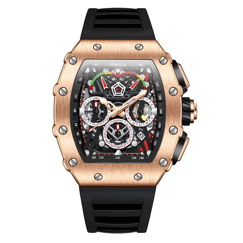 Sports Men's Watch ONOLA Luxury Fashion Fully Automatic Mechanical Watches men Unique Design Waterproof Tape Watch Wristwatch