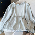 Korean Casual Sweet Fungus Lace Collar Women's Shirt - View 6 | SAMAG