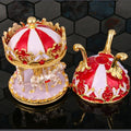 Cartoon Carousel Rotating Jewelry boxes Metal Jewelry Trinket Box for Anniversary Birthday Gift Home Decoration