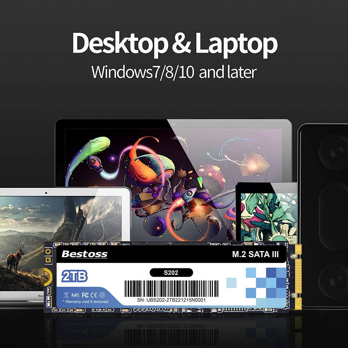 Bestoss M.2 Sata 3.0 2280 NGFF 530MB/s 120GB 128GB 240GB 256GB 480GB 512GB 960GB 1TB SSD Internal Solid State for Desktop Laptop