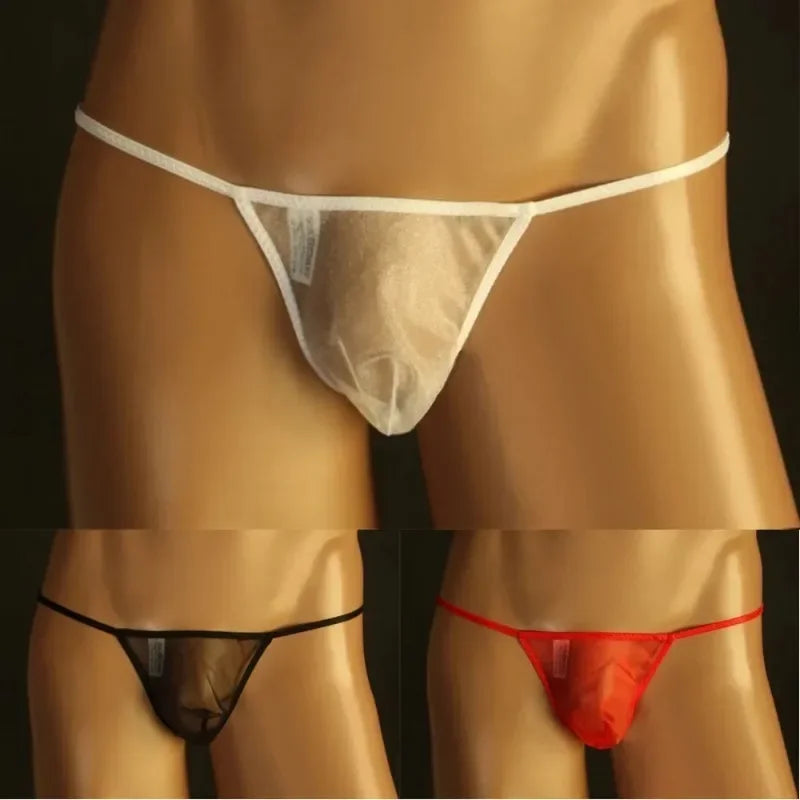 Men Sexy Panties Ultra-thin Mesh Lingerie See Through Scrotum Bulge Panties Erotica Gay Underwear  T Library Briefs G-String