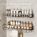 Light luxury kitchen multi-functional storage rack wall-mounted spice rack hole-free seasoning stainless steel wall storage rack