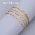 Fashion Charm 18k Gold Necklace 2MM 16/18/20/22/24/26/28/30 Inch Side Chain Necklace For Women Men Jewelry 925 Silver Necklace