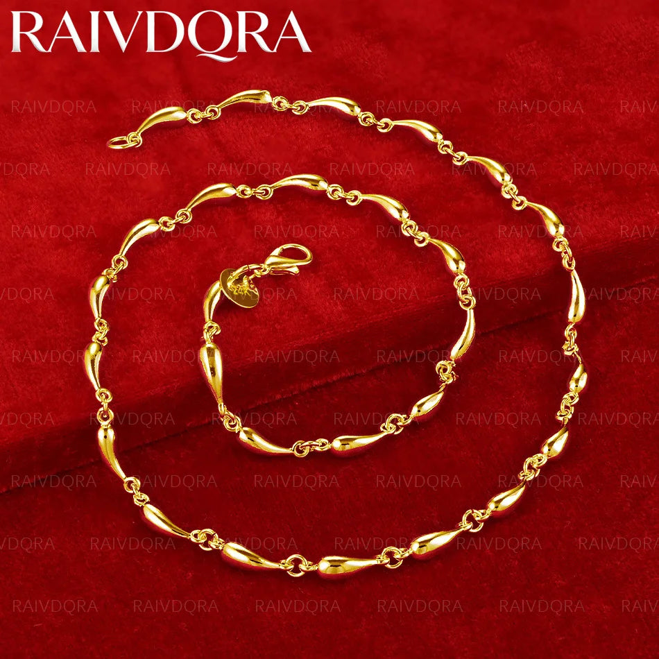 18K Gold Plated 45cm Chain Necklace For Women Men Charm Trend Birthday Gifts Fashion Party Fine Jewelry