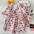 Cartoon Hello Kitty Summer Cardigan Lapel Women's Pajama Set Cloud Cotton Cute Printed Casual Loungewear Three-piece Set